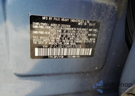 2017 Subaru Forester 2.5I Premium z USA, uszkodzony, nr VIN JF2SJAEC0HH537674